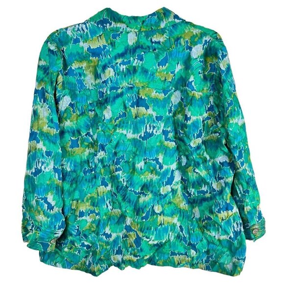 2/$20 Ruby Rd Blue Aqua Turquoise Green‎ Top Lite Jacket Colorful Design Size 18 - Picture 3 of 6